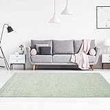 carpet city Teppich-Läufer Einfarbig Uni Flachfor Soft & Shiny in Grün für Wohnzimmer; Größe: 80x150 cm