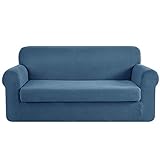 CHUN YI 2-Stück Sofa Überwürfe Jacquard sofabezug 2-sitzer Sofa überzug Elastische Stretch Spandex Couchbezug Sofahusse Sofa Abdeckung (2-Sitzer, Denim Blue)