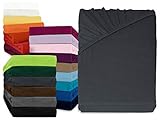 npluseins klassisches Jersey Spannbetttuch - erhältlich in 34 modernen Farben und 6 verschiedenen Größen - 100% Baumwolle, 140-160 x 200 cm, anthrazit