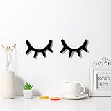 Vosarea 3D Wimpern Wandtattoo Holz Wimpern Wandaufkleber für Babyzimmer Kinderzimmer Deko Wanddekoration Wandtattoo Schlafende Augen Wand Aufkleber Wimpern Sleepy Eyes Wanddekoration (Schwarz)
