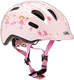 ABUS Kinderhelm Smiley 2.0 - Robuster Fahrradhelm für Mädchen und Jungs - Rosa mit Prinzessinnen-Muster, Größe M