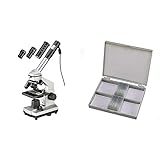 Bresser junior Mikroskop Set 40x-1024x mit USB Kamera und Heller LED-Beleuchtung für Durchlichtbeobachtungen inklusive reichhaltigem Zubehörpaket & Bresser Dauerpräparate für Mikroskop (25 Stück)