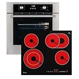 Autarkes Herdset: 60cm Einbaubackofen BO8810SS | 59cm Kochfeld CH5901RL | Grill | Heißluft | Teleskopauszüge | Automatik-Timer | 2-fach Wärmeschutzverglasung | Kindersicherung | SET8810CH59RL