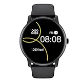 RIVERSONG Smartwatch für Herren Damen, IP68 Wasserdicht Fitnessuhr mit Schrittzähler Pulsuhr Stoppuhr Sportuhr für iOS und Android Smartphones Schwarz