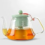 Teekannen GAOLILI Dampfende Glas Heat Tea Weißer Tee Pu'er Tea Filter 1100ml (Farbe : Grün)