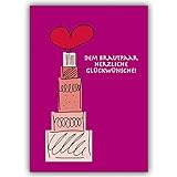 16 Hochzeitskarten (16er Set): Wunderschöne Hochzeitskarte mit Torte: Dem Brautpaar herzliche Glückwünsche! • edle Klappkarte mit Umschlag für Sie gefertigt