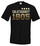 Herren T-Shirt Shirt Galatasaray Istanbul, 4. Stern, Schwarz, L