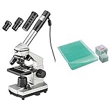 Bresser junior Mikroskop Set Biolux DE 40x-1024x für Kinder und Erwachsene mit hoher Vergrößerung inklusive USB Kamera und umfangreichem Zubehör & Mikroskop Objektträger/Deckgläser (50x/100x)