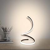 Modeen Spiral-LED Nachttischlampe Smart Acryl Schreibtischlampe ,Schlafzimmer Nachttischlampe Arbeitsstudie Augenlicht Energieeffizient Tischleuchte Augenschutz Leselampe 40W warmes Licht (Schwarz)