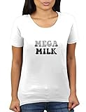 Mega Milk - Damen T-Shirt von KaterLikoli, Gr. M, Weiß
