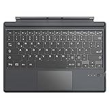 MoKo Touchpad Tastatur für Microsoft Surface Pro 7 Plus/Pro 7/Pro 6/Pro 5/Pro 4/Pro 3, QWERTZ Layout Kabellose Type Cover Tastatur mit Integriertem Wiederaufladbaren Akku Bluetooth Keyboard, Grau