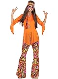 Funidelia | Happy Hippie Kostüm für Damen De jaren '60, Hippie, Flower power, Berufe - Kostüm für Erwachsene & Verkleidung für Partys, Karneval & Halloween - Größe XXL - Schwarz