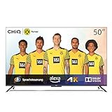 CHiQ 50 Zoll Fernseher Freihändige Sprachsteuerung Rahmenloser Smart TV,4K UHD,HDR 10,Dolby Vision,Dolby Audio,Funktioniert mit Alexa,Google Assistant,64-bit Quad Core,HDMI2.0,Version 2021