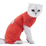 HEYWEAN Cat Recovery Suit nach der Operation für weibliche männliche Haustier OP-Pyjamas Langarm Verhindern Sie Shedding Recovery Suit für Katzen