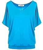 Van Der Rich ® - T-Shirt Raffinierte Einfachheit T-Shirt Einfarbig - Damen (Türkis, M)