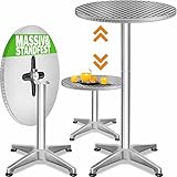 Casaria® 2in1 Stehtisch Klappbar Höhenverstellbar 70 cm / 115 cm Hoch Aluminium Rund Ø60 cm Wetterfest Outdoor Garten Bistrotisch Biertisch Party