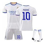 WYIILIN Fußball-T-Shirt 21-22 Luka Modric Home Nr. 10 M.O.D.R.I.C-Trikot für Kinder Weißes Fußball-Trainings-Trikot-Set mit Socken Fußball-Trikot für Erwachsene M
