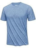 KEFITEVD Sport Shirt Männer Funktionsshirt Wander Tshirt Herren Atmungsaktiv Yoga Shirt Laufshirt Short Sleev Hellblau XXL
