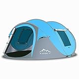 EZOLY Pop Up Zelt, Automatisches Zelte für Outdoor Camping Wurfzelt für 4 Personen Wasserdichtes Winddichtes, Anti-UV-Campingzelt für Familien