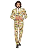 OppoSuits Lustige Verrückt Abschlussball Anzüge für Herren - Komplettes Set: Jackett, Hose und Krawatte,Mehrfarbig,62
