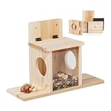 Relaxdays Eichhörnchen Futterhaus, Bausatz, Holz, 2 Eingänge & Sitzplattformen, zum Aufhängen, Eichhörnchenhaus, N
