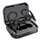 Bluetooth Kopfhörer Sport mit Ohrbügel, Kopfhörer Kabellos Tiefer Bass, in-Ear Ohrhörer Bluetooth 5.0, Mikrofon, IPX7 Wasserdicht, Automatische Koppelung, 60 Std für Laufen, Reisen und Arbeit