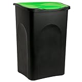 Stefanplast Abfalleimer 50 Liter mit Deckel Schwarz Grün Abfallbehälter Mülleimer Kunststoff Küche Büro groß