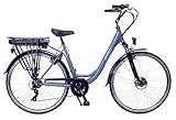 Amigo E-Active - Elektrofahrrad für Damen - E-Bike 28 Zoll - Damenfahrrad mit Shimano 7-Gang- 250W und 13Ah, 36V Li-ion-Akku - Grau