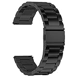 Fullmosa Edelstahlarmband für Uhr,Metall Uhrenarmbänder mit Schnellverschluss geeignet für Damen&Herren, 24mm Schwarz