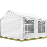 Partyzelt Pavillon 3x4 m in weiß PE Plane 350 N Wasserdicht UV Schutz Festzelt G