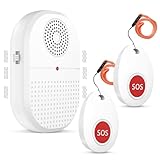 Daytech Notrufknopf für Senioren/funkklingel notfallknopf für senioren Hausnotruf Senioren SOS notrufklingel Mit Batterie Caregiver Pager 800 Fuß Reichweite 1 Empfänger +2 S