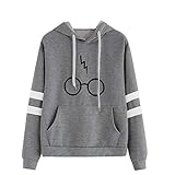 Damen Herbst Mode Langarm Pullover Harry Potter Brillen Drucke Hoodies Kapuzen-Sweatshirt Sweater Tops ESTYLE