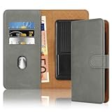 Cadorabo Klapphülle kompatibel mit ZTE Blade L3-Handyhülle mit Kartenfach, 360 Grad Schutzhülle zum klappen- Flip Case Book Cover PU Leder Handytasche klappbar GRAU