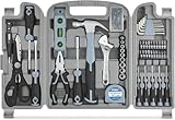 Hi-Spec 54-TLG. Werkzeugkofferset gefüllt mit Werkzeugen für Haushalt und Garage. Inklusive Handwerkzeugen: Hammer und Schraubendreherset, Nüssen, Sechskantschlüsseln, Maßb
