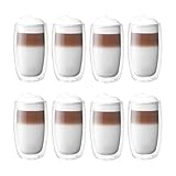 ZWILLING Sorrento 8-teiliges doppelwandiges Glas-Latte-Becher-Set, 350