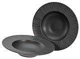 CreaTable, 21823, Serie Vesuvio black, 2-teiliges Geschirrset, Teller Set aus Steinzeug, spülmaschinen- und mikrowellengeeignet, Made in Portugal