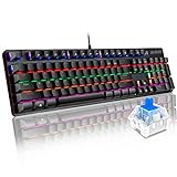 Mechanische Tastatur Gaming Blau Schalter 104 Taste, Kabelgebundene Tastatur AJAZZ AK33 Pro QWERTY-Tastatur 32 Modi Beleuchtung Anti-Ghosting 100% Mechanische Gaming Tastatur-Schwar
