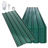 LARS360 12x Trapezblech Dachblech 129,5x45 cm, 7 m², Profilblech Verzinkt Wellblech 0,25 mm, Dachplatten Verzinkter Stahl für Carport Gerätehaus, inkl. Montagehandschuhe, Grü