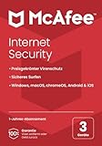McAfee Internet Security 2023 | 3 Geräte | Virenschutz- und Internetsicherheits-Software | 1-Jahres-Abonnement | Zustellung per Post