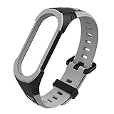 Armband für MI-Band 5 MI-Band 4/3 Strap-Ersatz, weiche Silikon-Armbanduhr-Armband-Zubehör für Xiaomi MI-Band 4 (Color : 03 Black Gray, Size : For Mi Band 3)