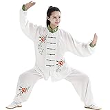 Tai Chi Uniform Damen, Langärmelige Kampfsportbekleidung Baumwoll Kung Fu Kleidung Frühling Sommer Herbst Lose Lässige Morgensport Sportbekleidung,Green-Small