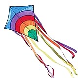 CIM Kinder-Drachen - Rainbow Eddy BLUE - Einleiner-Flugdrachen für Kinder ab 3 Jahren - 65x72cm - inkl. 80m Drachenschnur und 8x105cm Streifenschwänze