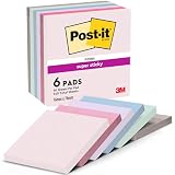 Post-it Super Sticky Notes Soulful Collection - 6 Blöcken, 90 Blatt pro Block, 76 mm x 76 mm, Pink, Lila, Grün, Grau, Blau - Extra-stark klebende Notizzettel für Notizen, To-Do-Listen und Erinnerung