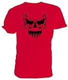 Long Zahn Skull T Shirt, Darkside Range, rot - Größe: XX-Large