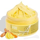 ANAiRUi Kurkuma Vitamin C Tonerde Maske für Akne und dunkle Flecken, Vitamin C Clay Gesichtsmaske für Mitesser, Poren, Falten, feuchtigkeitsspendende, klärende, reinigende Hautpflegemaske, 120g