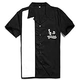 Candow Look Men Cotton Embroidery Two Tone Shirts Black&White Rock