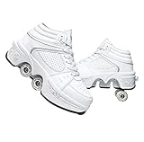 Schuhe mit Rollen LED Leuchtend Skates 4-Rad Verstellbare Rollschuhe Verstecktes Rad für Laufsportschuhe Zum Spielen für Männer Frauen Und Kinde