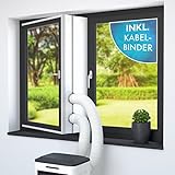 LAINFELD Fensterabdichtung für Klimaanlage | 400 cm | Inkl. 2x Kabelbinder | Fensterdurchführung für Abluftschlauch Mobile Klimagerät Fenster