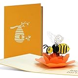 Geburtstagskarte HappBEE Birthday, witzig, fröhlich | Pop up Karte Geburtstag mit 3D Biene auf Blume | Glückwunschkarte oder Gutschein zum Geburtstag, G27
