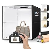 PULUZ Portable Lightbox, 40x40x40cm Lichtzelt Photo Fotostudio Box Tent Kit mit 144 LEDs und 6 Hintergründen für Schmuck und kleine Artikel Produktfotografie